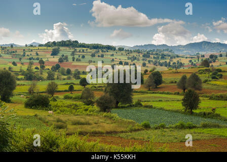 Landscape of farmland, Shan State, Burma, Myanmar, South East Asia Stock Photo