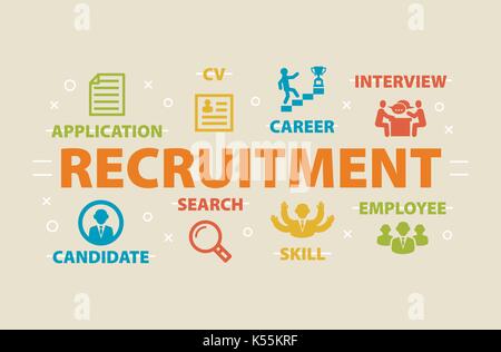 RECRUITMENT Concept with icons Stock Vector