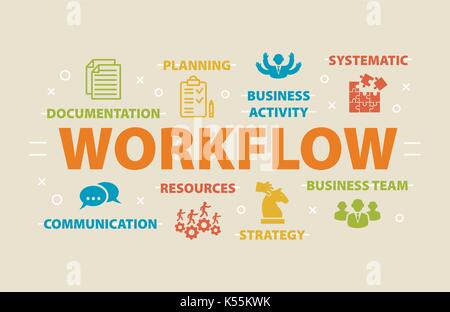 WORKFLOW. Concept with icons. Stock Vector