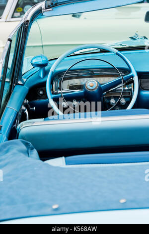 1955 Blue Cadillac interior. Classic American car Stock Photo