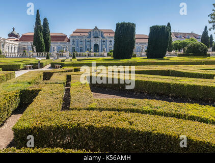 The gardens of the royal residence of Palácio de Queluz surrounded by sculptures and statues Lisbon Portugal Europe Stock Photo