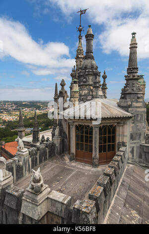 Old mystical buildings of Romanesque Gothic and Renaissance style Quinta da Regaleira Sintra Portugal Europe Stock Photo