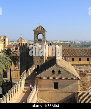 View over rooftops of Alcazar, Cordoba, Spain - Alcázar de los Reyes Cristianos Stock Photo