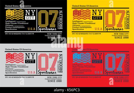 Set Athletic Sport T shirt Graphic Stock Vector