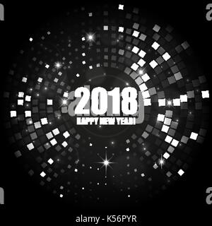 Happy New Year 2018 abstract black and white light background for your design Stock Vector