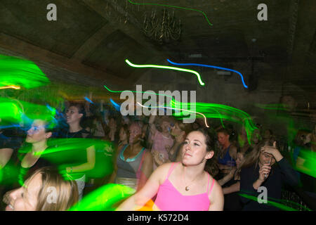 Daybreaker sober rave, latest fitness phenomenon, alternative way of getting a morning workout Stock Photo