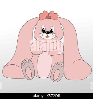 Pink cute rabbit with long ears Stock Vector