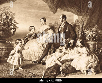 Queen Victoria, Prince Albert  and family group, 1848 Stock Photo