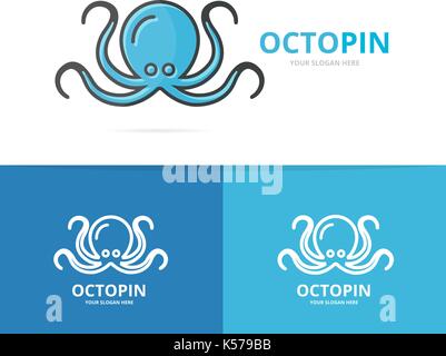 Vector of octopus logo. Unique marine and seafood logotype design template. Stock Vector