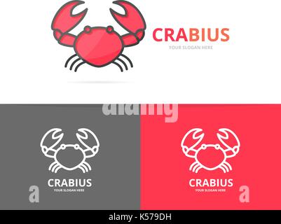 Unique seafood and crab logo design template. Stock Vector
