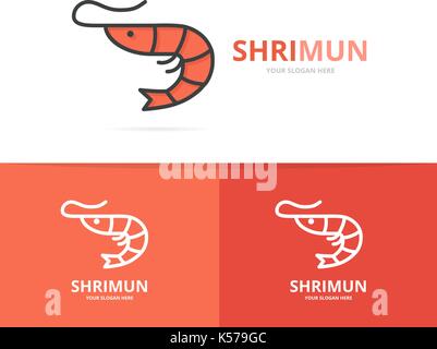 Vector of shrimp and seafood logo design template. Stock Vector