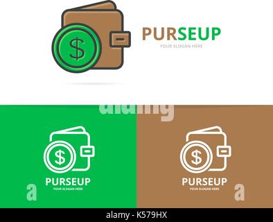 Vector of wallet logo. Unique purse and bank logotype design template. Stock Vector