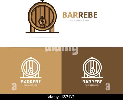 Vector of beer or wine barrel logo design template. Put and bar symbol or icon Stock Vector