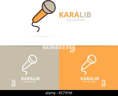 Vector of microphone logo. Unique karaoke and stand up comedy logotype design template. Stock Vector