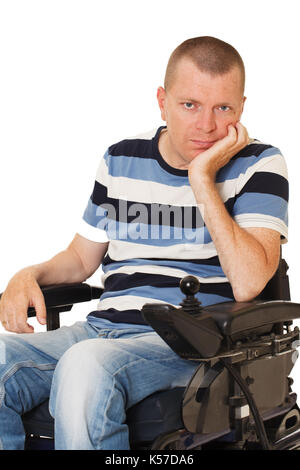 Young disabled man Isolated on white background Stock Photo