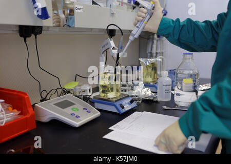 St. Petersburg, Russia - November 16, 2016: Researchers at work in the High-Throughput Biotechnology Laboratory of BIOCAD. It is one of the world`s fe Stock Photo