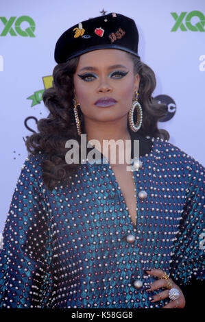 Santa Monica, CA, USA. 8th Sep, 2017. 08 September 2017 - Santa Monica, California - Andra Day. Entertainment Industry Foundation and XQ Institute Present: XQ Super School Live held at The Barker Hangar in Santa Monica. Photo Credit: Birdie Thompson/AdMedia Credit: Birdie Thompson/AdMedia/ZUMA Wire/Alamy Live News