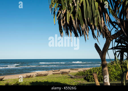 Fishing boats lying on the beach, Manakara, Madagascar Stock Photo