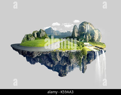 Amazing island with grove floating in the air Stock Photo