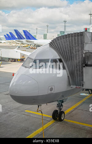 Passenger plane in the airport. Stock Photo