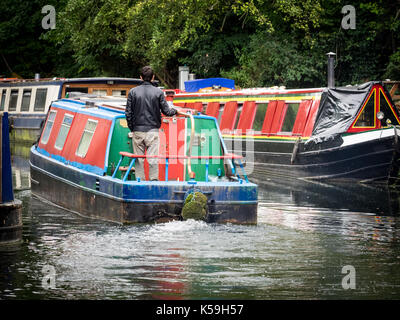 Canal Boats or Barges on London's Regents Canal near Kings Cross Station Stock Photo