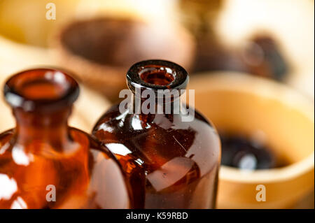 browns props, old fashion jars and bowls Stock Photo
