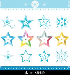 Set of colored stars. Vector, illustration. Stock Vector