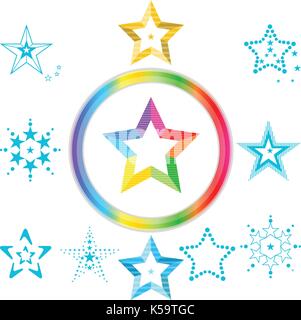 Set of colored stars. Vector, illustration. Stock Vector