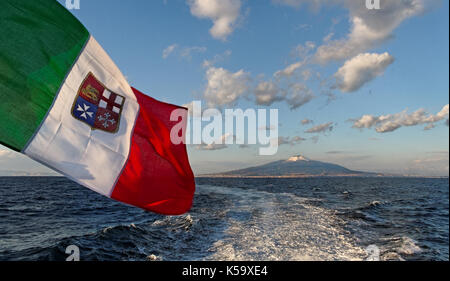 View to the volcano of Vesuve from seaside. Stock Photo