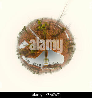 Little planet 360 degree sphere. Panoramic view of Kemeri National Park. Latvia Stock Photo