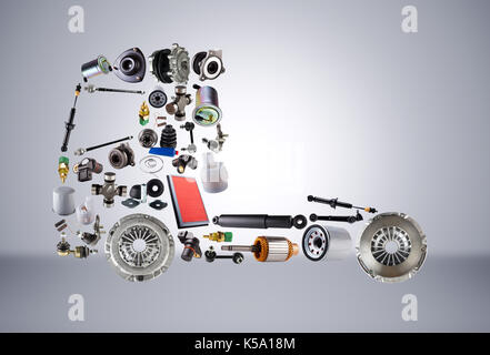 Images truck assembled from new spare parts. Cargo shop Stock Photo