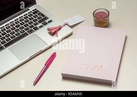 takig notes and work with passion with magic planner. Easy planning at your work space. Stock Photo