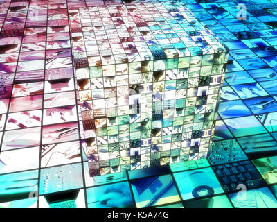 cube with technology screens Stock Photo