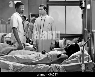 NO WAY OUT 1950 20th Century Fox film with Sidney Poitier at left and Stephen McNally Stock Photo