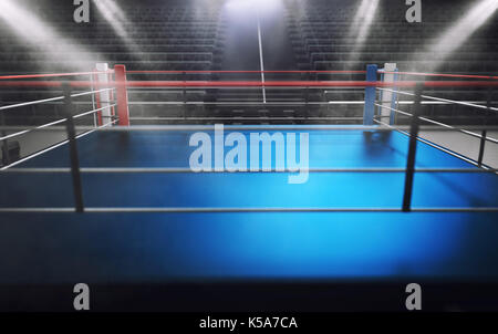 Epic Empty Boxing Ring In The Spotlight On The Fight Night AI Stock Photo,  Picture and Royalty Free Image. Image 208443174.