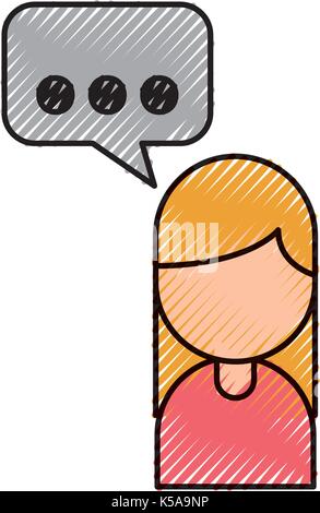 cartoon girl business with bubble speak dialog chat Stock Vector