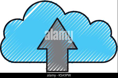 cloud computing arrow upload storage information Stock Vector