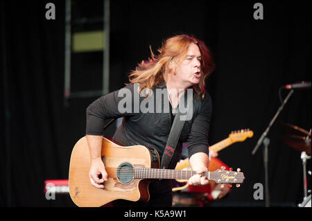 Canadian singer and musician Alan Doyle, formerly of Great Big Sea, performs in concert at the Whistler Olympic Plaza.  Saturday, Aug 26, 2017. Stock Photo