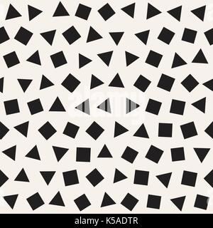 Seamless primitive jumble minimalism patterns. Randomly scattered geometric shapes. Abstract background design Stock Vector