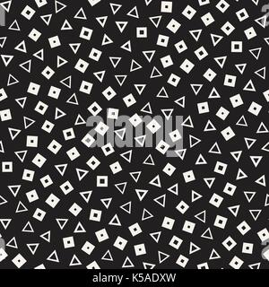 Seamless primitive jumble minimalism patterns. Randomly scattered geometric shapes. Abstract background design Stock Vector