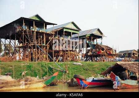 Siemreap,Cambodia - Feb 11,2013:Tonle Sap Lake Floating Village,Cambodia. Stock Photo