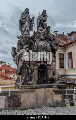 Statues of John of Matha, Felix of Valois and Saint Ivan, Charles Bridge, Prague Stock Photo