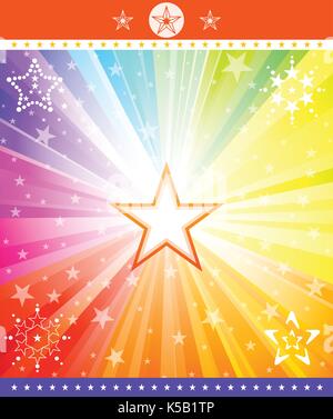 Colored explosion with stars. Vector, illustration. Stock Vector