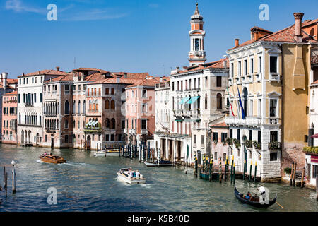 Venice, Wenedig, Wenecja - an old medieval city on water, between canals. View from a sail boat or from the bridges. Stock Photo