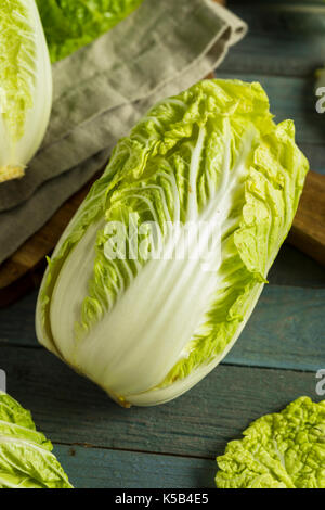 Raw Green Organic Napa Cabbage Ready to Use Stock Photo