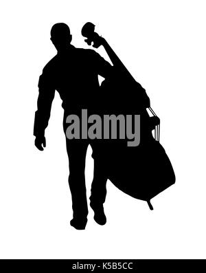 musician holding the big cello vector illustration Stock Vector