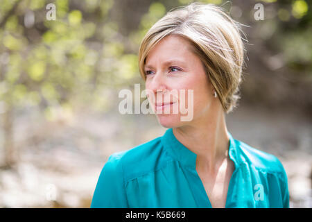 Close-up portrait of beautiful mature woman Stock Photo