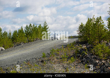 Asbestos, Russia August 6, 2017 - Final 6th stage of the Russian Rally Championship 2017, Subaru Impreza WRX Sti car, driver Uspensky, starting number Stock Photo