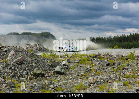 Asbestos, Russia August 6, 2017 - Final 6th stage of the Russian Rally Championship in 2017, car Lada 2107 VFTS,  starting number 27 Stock Photo