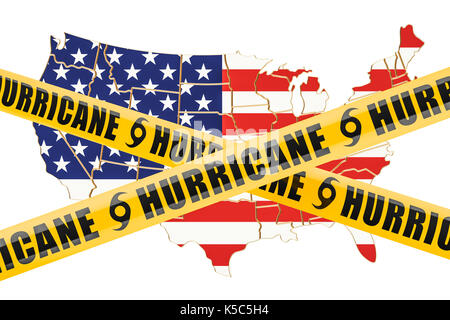 Hurricane in USA concept, 3D rendering isolated on white background Stock Photo